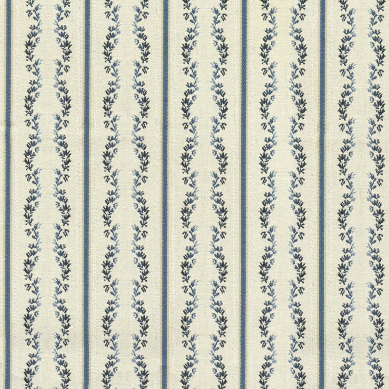 1 Yard Regency Stripe Blue Caspian Vine Drapery Upholstery Fabric 54 Inch Width